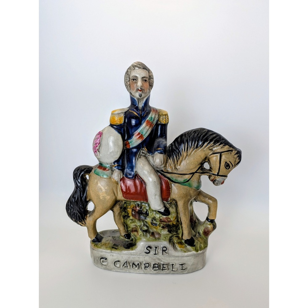 Staffordshire Style Sir Colin Campbell Riding a Horse Figurine